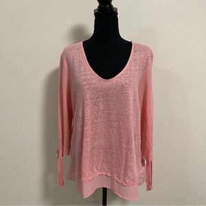 Sanctuary 100% linen Scoop neck 3/4 sleeve Pullover shirt Pink Size XLP